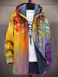 Lucas | Men's Fleece-Lined Zip-Up Hooded Cardigan Abstract Art Print