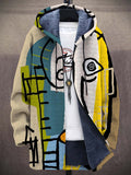 Lucas | Men's Oversized Art-Print Fleece-Lined Zip-Up Hooded Cardigan