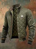 James | Men's Quilted Jacket Stand Collar Snap Button Bomber