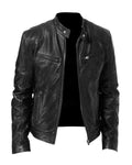 Henry | Men's Slim-Fit Moto Leather Mens Quilted Jacket Stand Collar