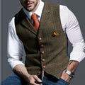 Ryan | Men's Slim-Fit Plaid Tweed Button-Up Mens Gilet Vest