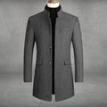 Daniel | Men's Slim-Fit Wool Blend Overcoat Long Mens Wool Coat Standing Collar
