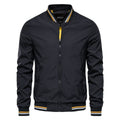 Ethan | Men's Solid Zip-Up Bomber Jacket Ribbed Collar Cuffs