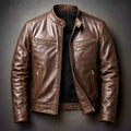 Ethan | Men's Vintage Biker Leather Jacket Full-Zip Moto Style
