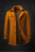William | Men's Wool Coat Double-Collar Quilted-Lined Overcoat