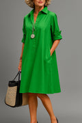 Scarlett | Women's A-Line Collared Midi Cocktail Dress Swing Shift