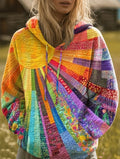Madison | Women's Bohemian Quilted Patchwork Pullover Hoodie Sweater