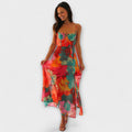 Amelia | Women's Floral Bustier Spaghetti-Strap Maxi Dress