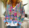 Luna | Women's Floral Knit Button-Front Cardigan Sweater