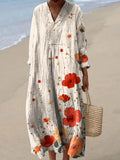 Layla | Women's Floral Print Relaxed Oversized Dress V-Neck Maxi