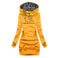Aria | Women's Heartbeat Print Hooded Long Sleeve Dress Sweater