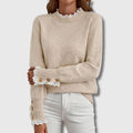 Sophia | Women's Lace-Trim Ribbed-Cuff Button-Detail Knit Sweater