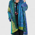 Penelope | Women's Open-Front Patchwork Print Long Cardigan
