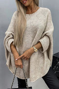 Charlotte | Women's Oversized Batwing-Sleeve Crewneck Knit Sweater