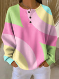Isabella | Women's Pastel Color Block Waffle-Knit Henley Pullover Sweater