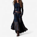 Layla | Women's Patchwork Plaid Button-Up Long Sleeve Maxi Dress