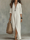 Scarlett | Women's Relaxed-Fit Button-Down Long Sleeve Maxi Shirt Dress