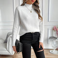 Victoria | Women's Ribbed Turtleneck Sweater Relaxed Raglan Pullover