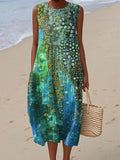 Grace | Women's Sleeveless Abstract Print Relaxed Midi Dress
