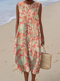 Victoria | Women's Sleeveless Floral Print Relaxed Midi Dress