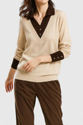 Camila | Women's V-Neck Polo Collar Knit Pullover Sweater