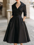 Mia | Women's Vintage A-Line Wrap Cocktail Party Dress Midi Pleated Skirt