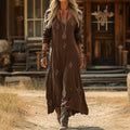 Mia | Women's Vintage-Print V-Neck Long Sleeve Dress Relaxed Maxi